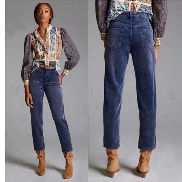 Pilcro Pants - Anthropologie‎ Pilcro The Vintage Straight Blue Corduroy Navy Blue Size 25